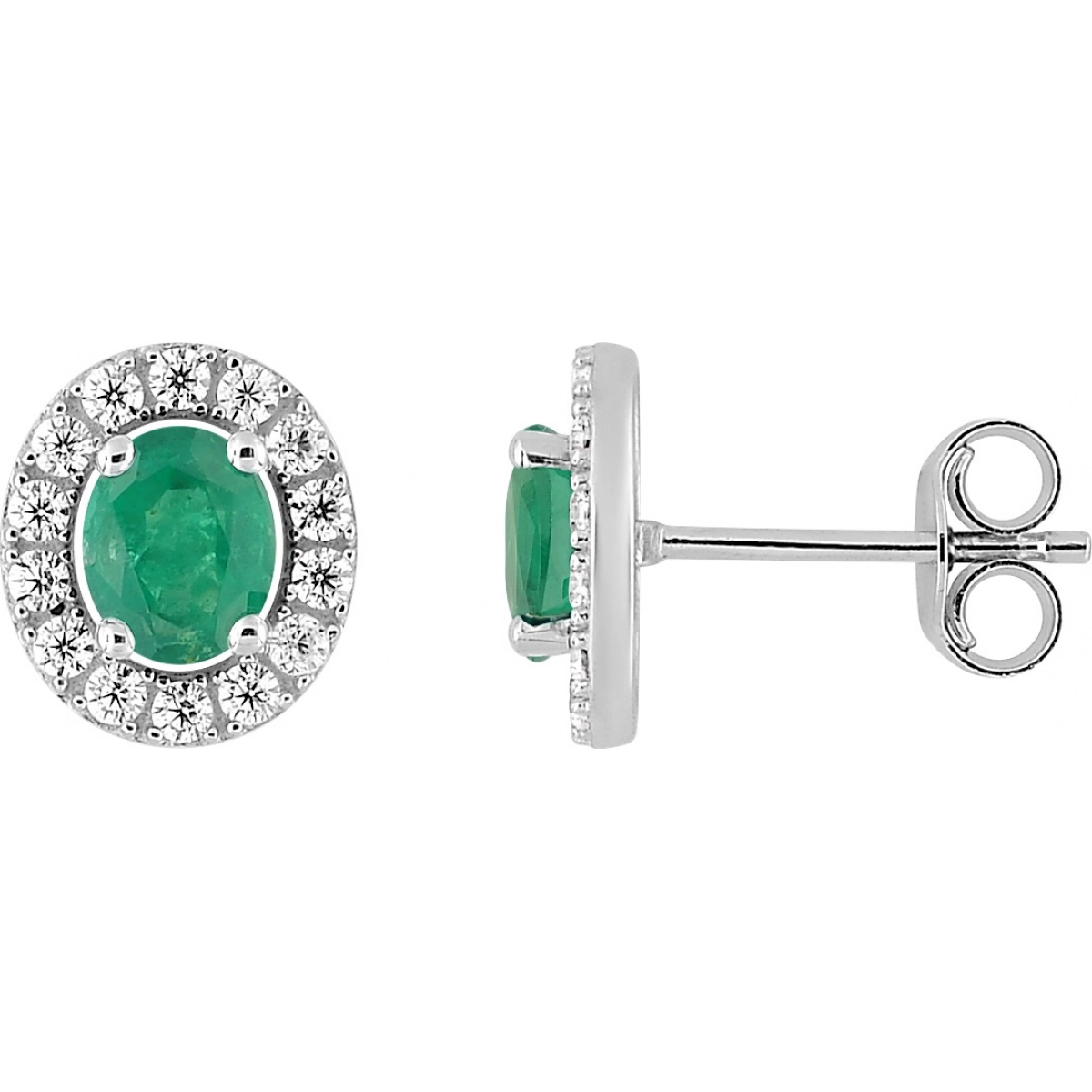 Earrings pair w. emerald an cz 9K WG  Lua Blanca  29PO51GE.0
