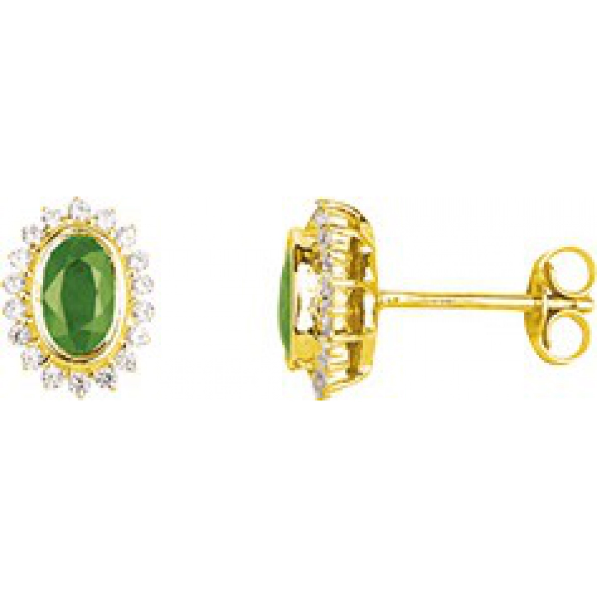 Earrings pair w. emerald, cz and rhod 18K YG  Lua Blanca  2.3063.E3.0