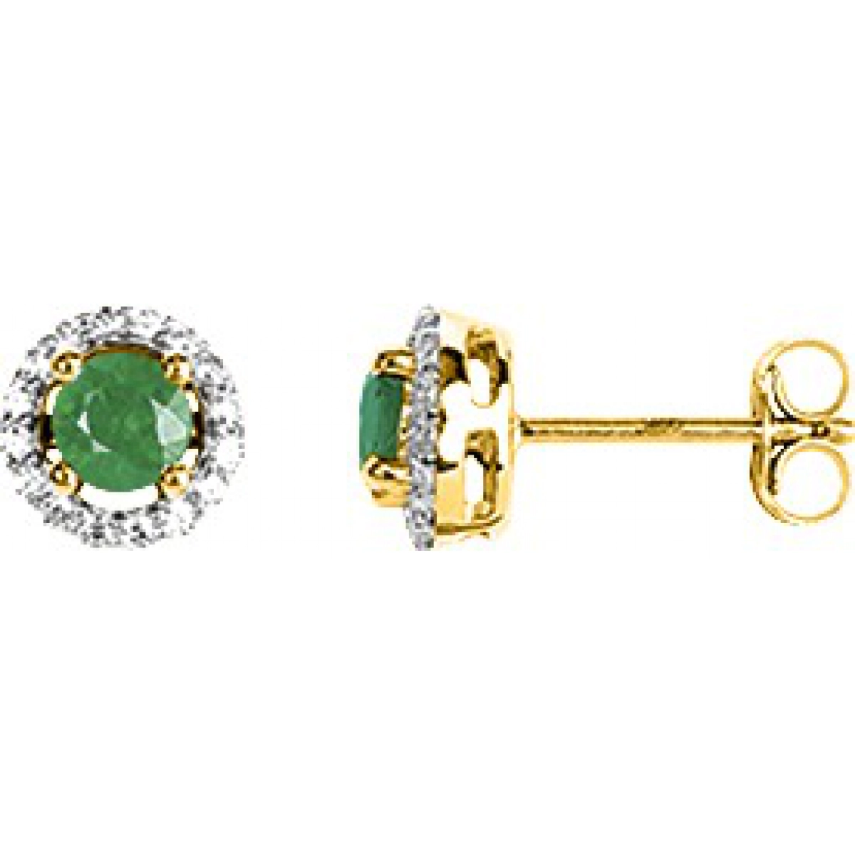 Earrings pair w. emerald, cz and rhod 18K YG  Lua Blanca  2.3061.E3.0