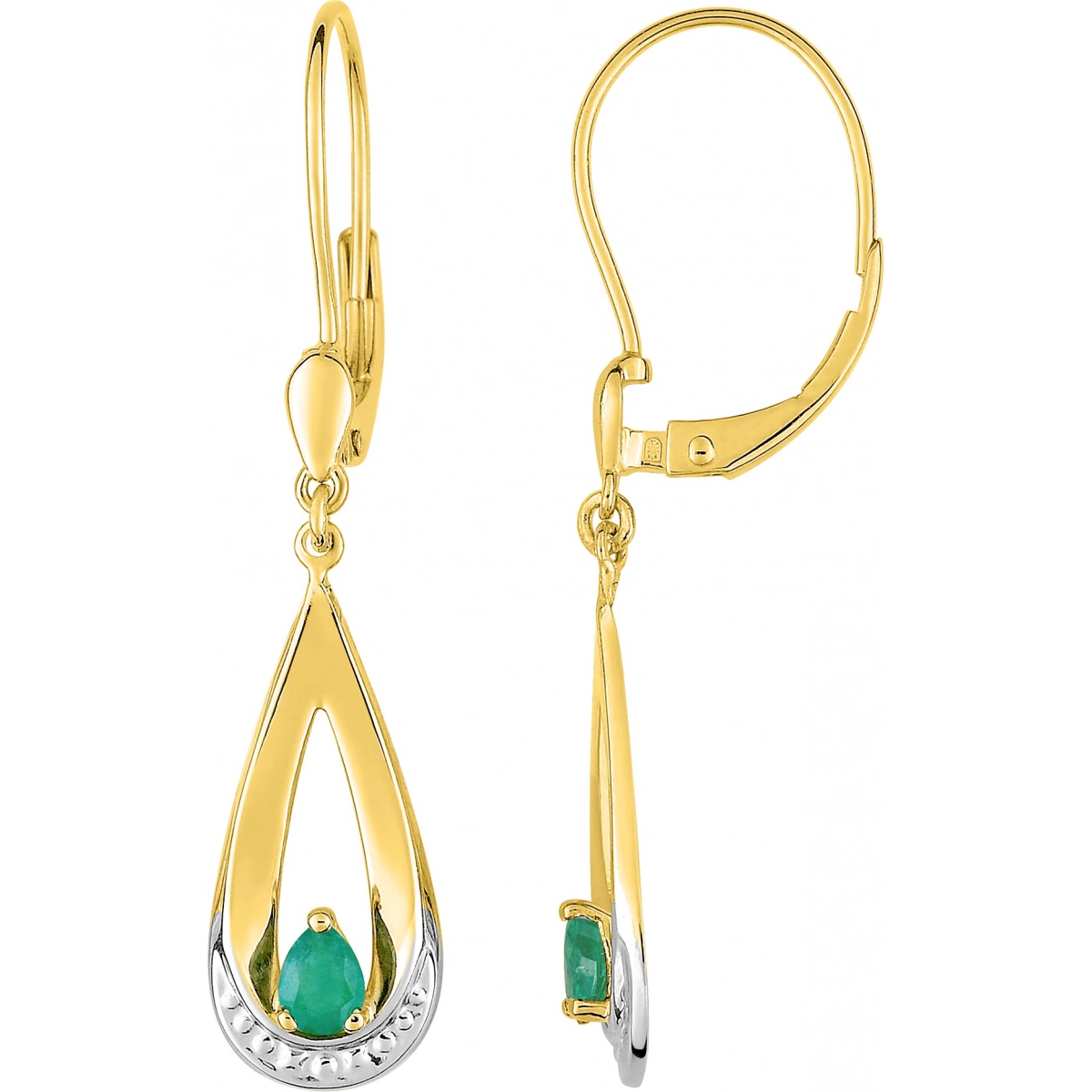 Earrings pair w. emerald rhod 9K YG  Lua Blanca  9KGL383BE.0