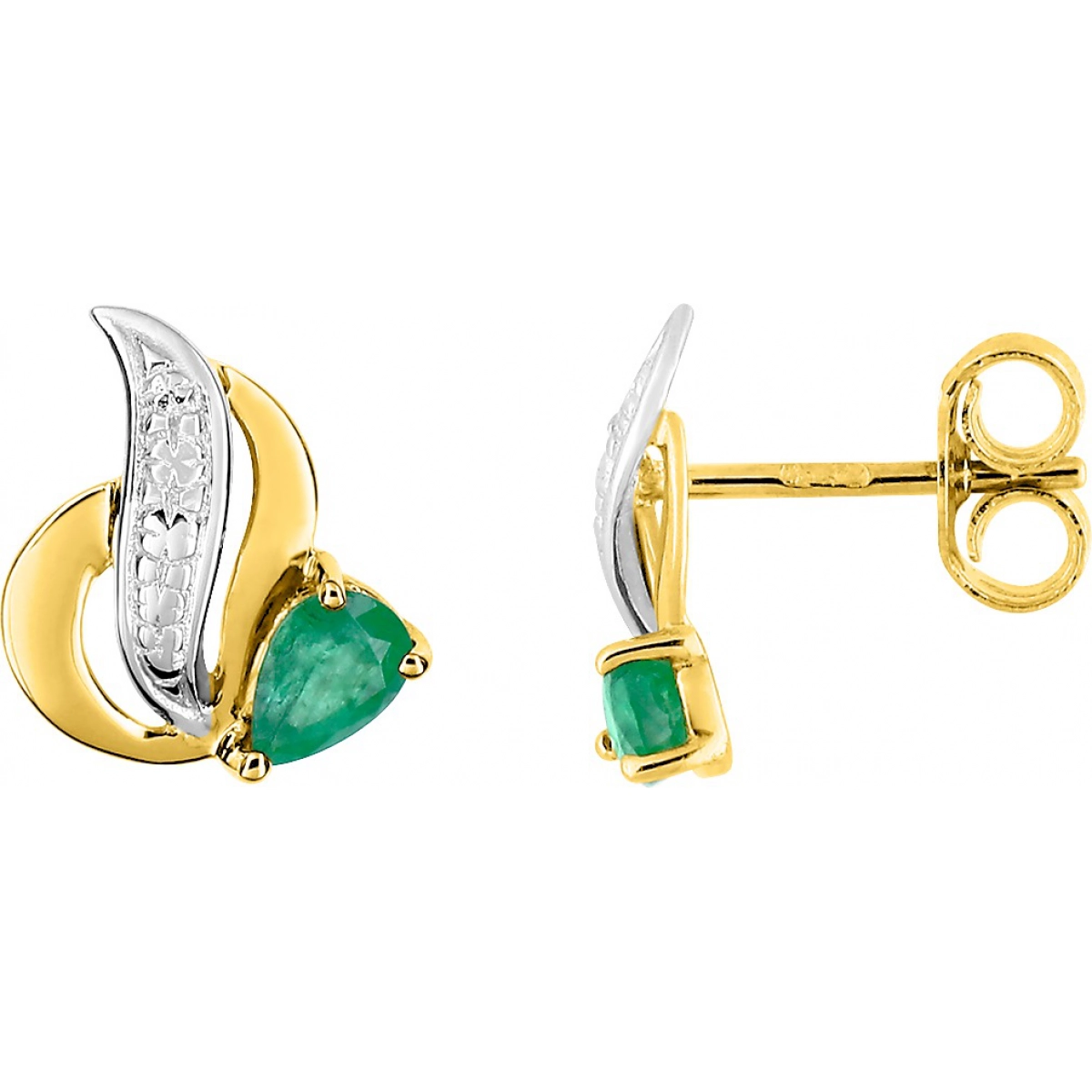 Earrings pair w. emerald rhod 9K YG Lua Blanca  0MJK786JN 