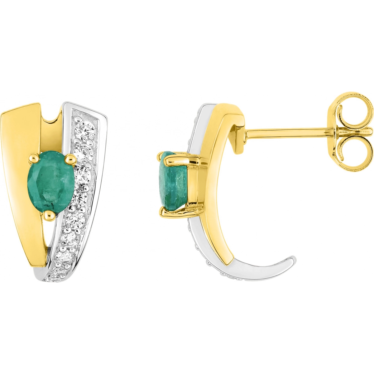 Earrings pair w. emerald and cz 9K WG Lua Blanca  2PA817BEZ.0
