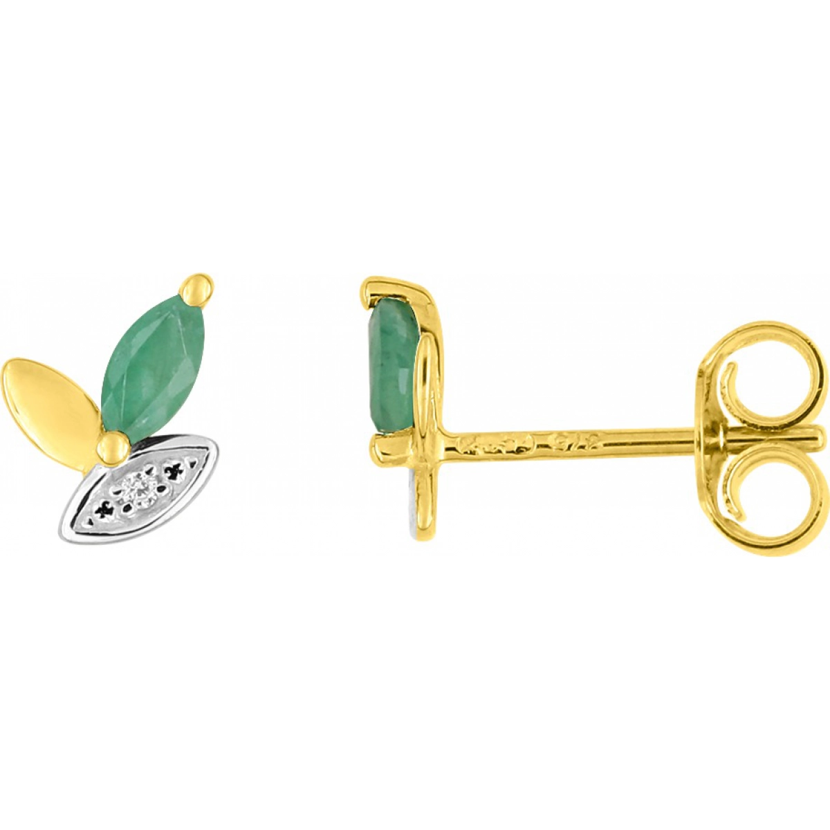 Earrings pair w. emerald and cz rhod 18K YG Lua Blanca  2.7143.E3.0