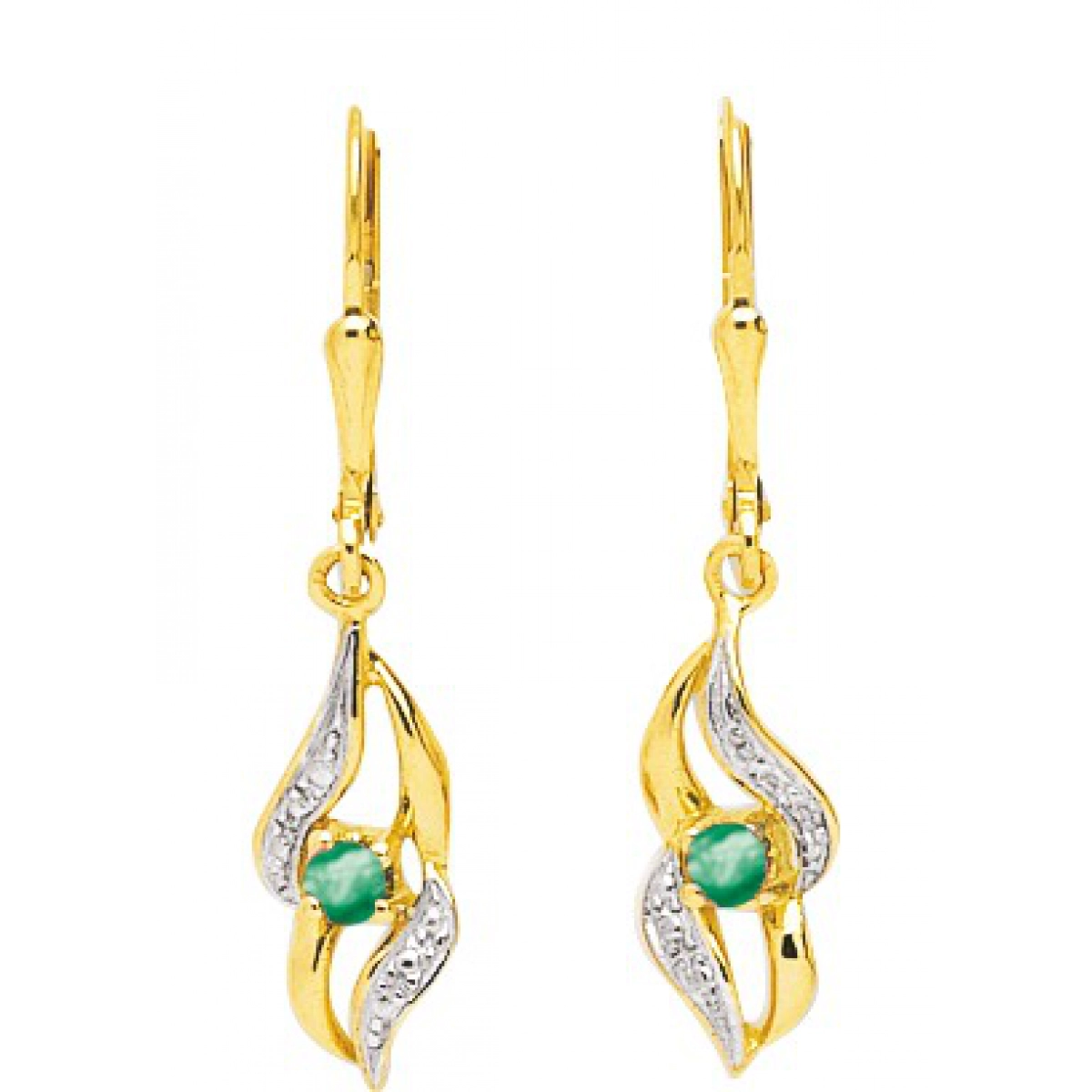 Earrings pair w. emerald and rhod 9K YG  Lua Blanca  293035.E3.0