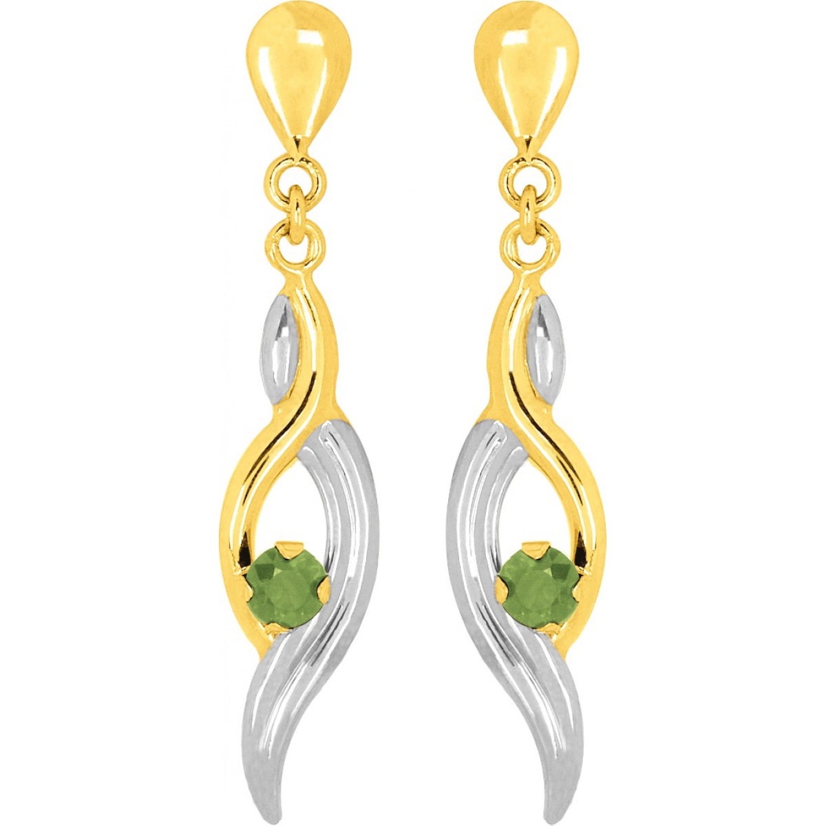 Earrings pair w. emerald and rhod 9K YG Lua Blanca  9K8365E.0