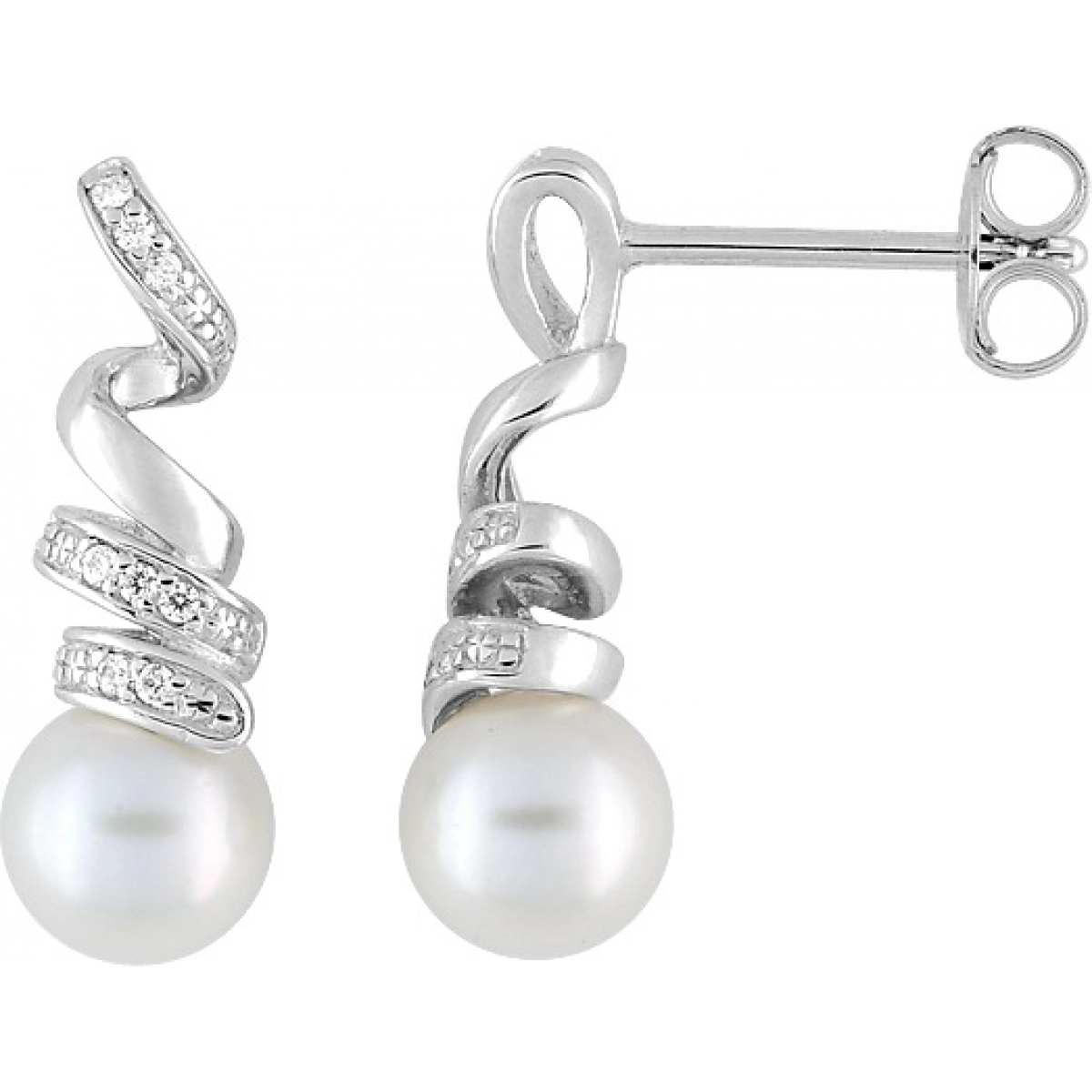 Earrings pair w. imitation pearl rh925 Silver  Lua Blanca  335730.1.0