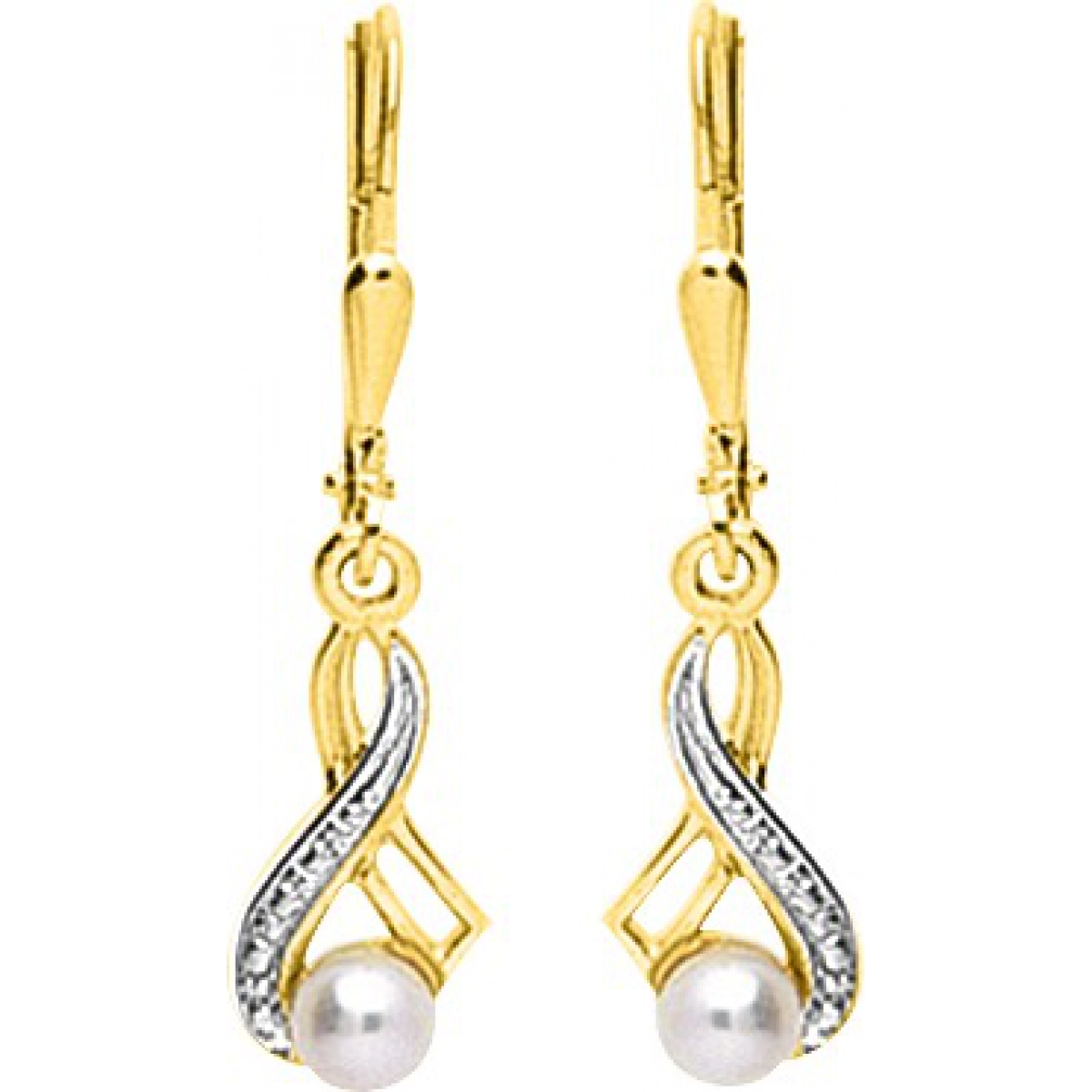 Earrings pair w. FW cult pearl 18K YG  Lua Blanca  1837P.0