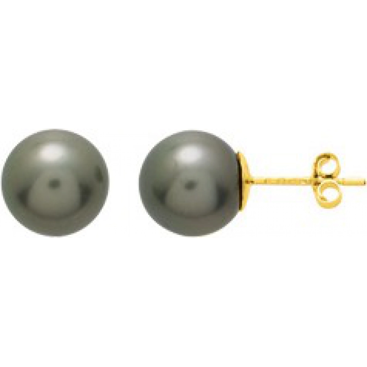 Earrings pair w. cult tahitian pearl 9mm 18K YG  Lua Blanca  8262.3TA.0