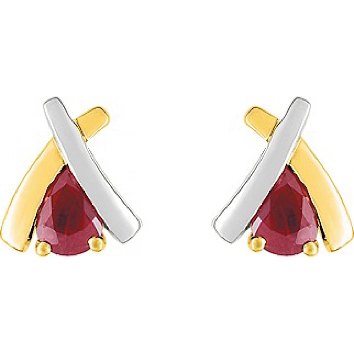 Earrings pair w. ruby 18K 2TG  Lua Blanca  IH215BR.0