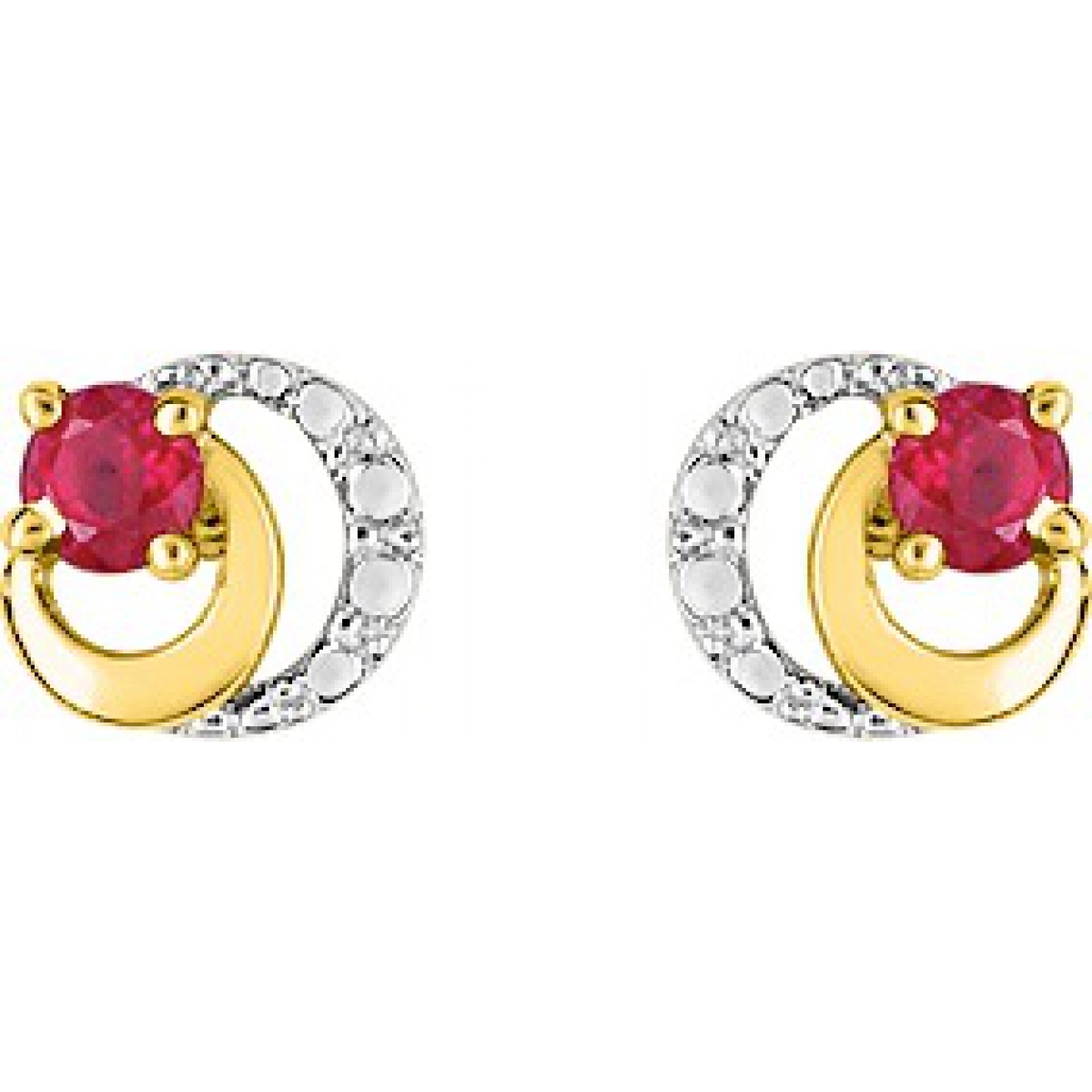 Earrings pair w. ruby 18K 2TG Lua Blanca  IJ218BR.0