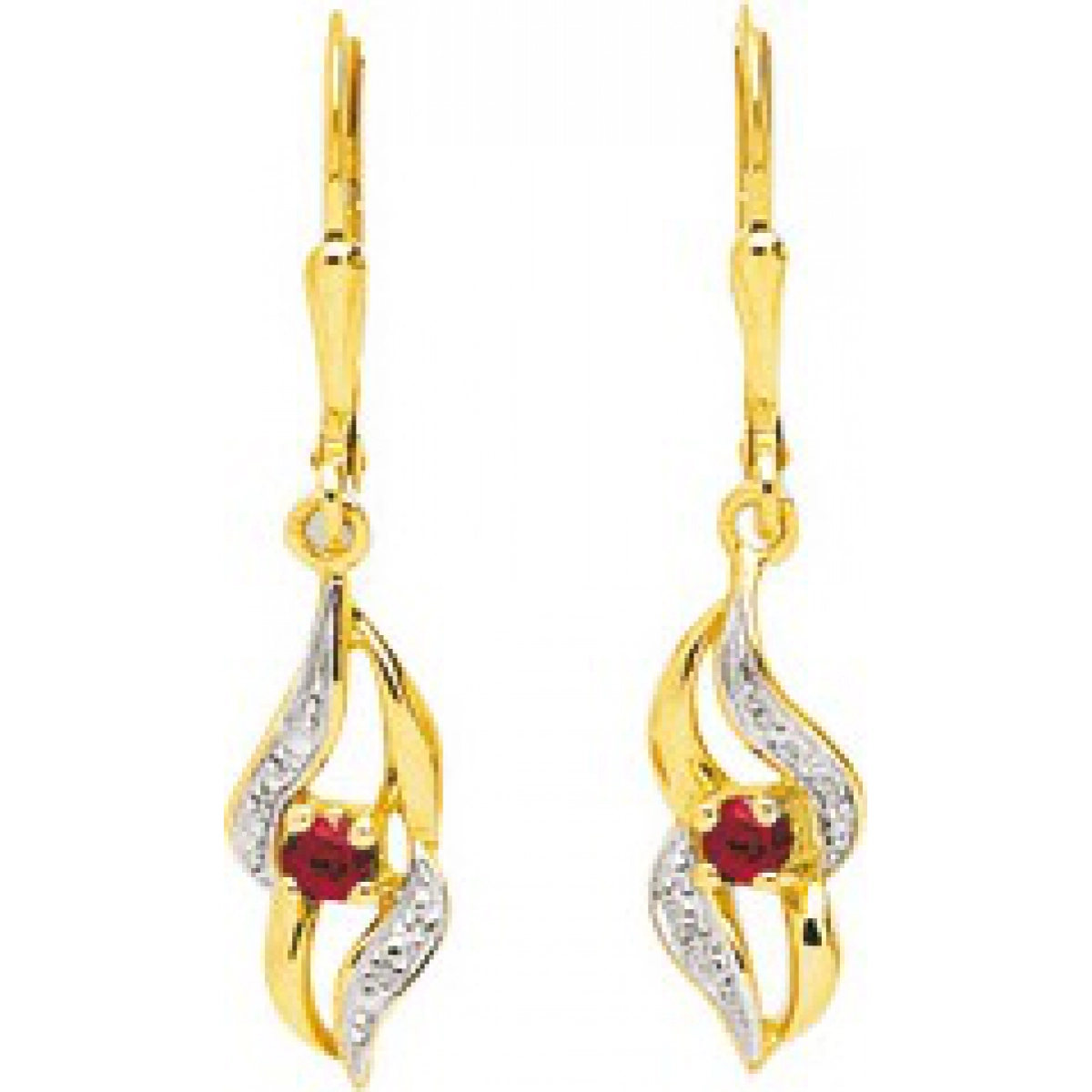 Earrings pair w. ruby 18K YG  Lua Blanca  1874R.0