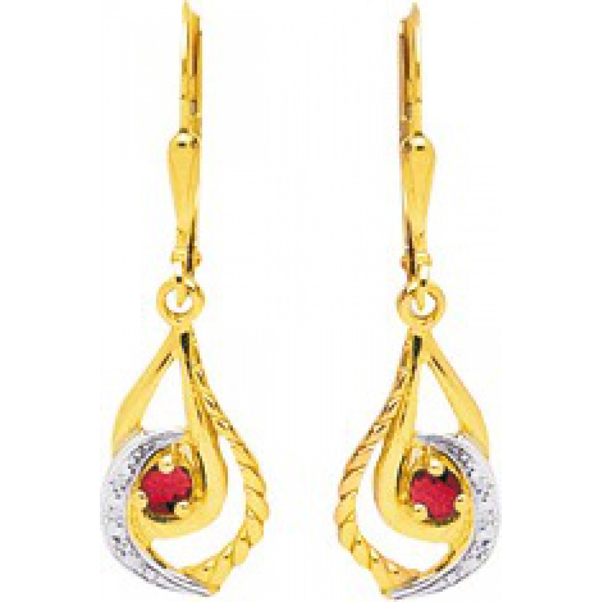 Earrings pair w. ruby 18K YG  Lua Blanca  1879R.0