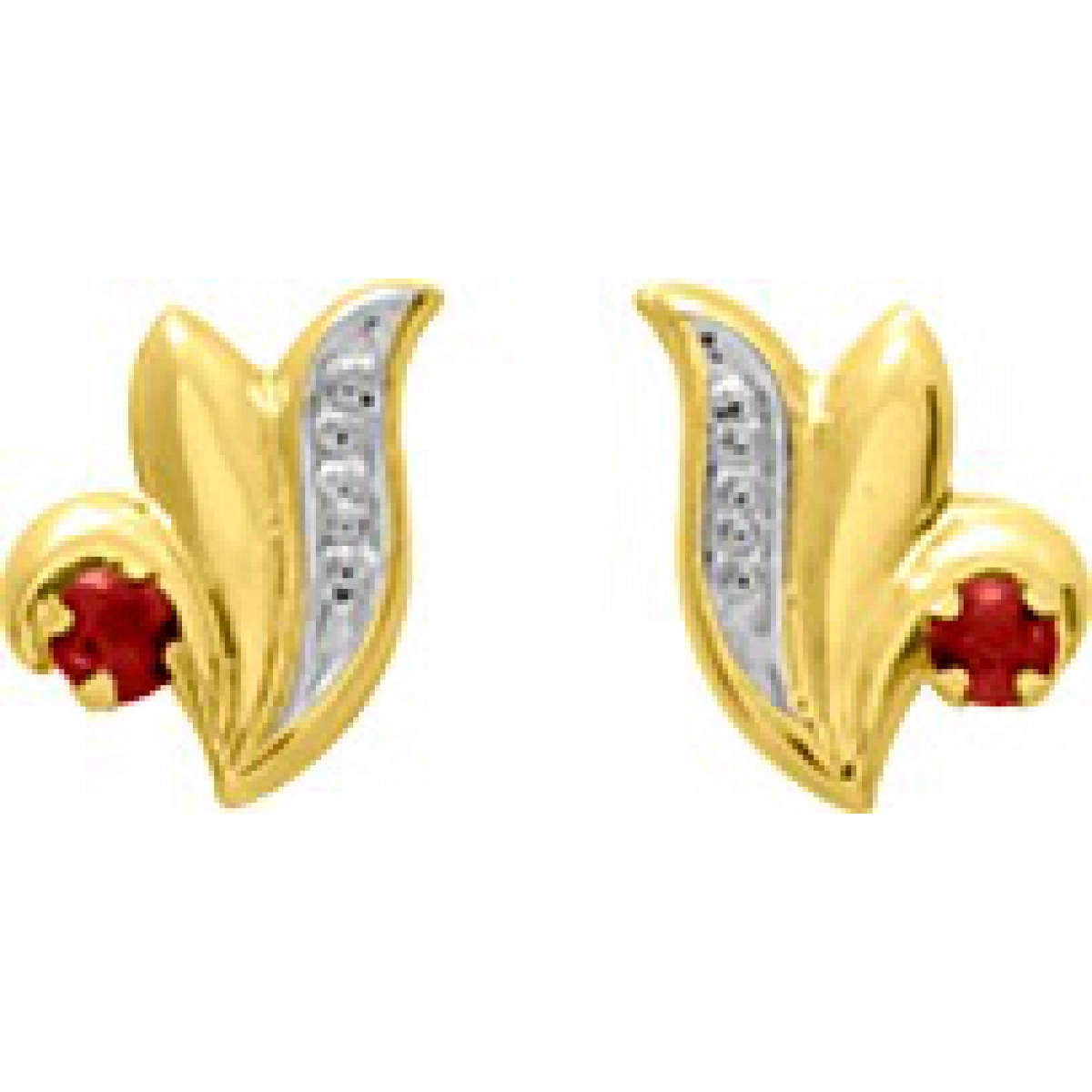 Earrings pair w. ruby 18K YG  Lua Blanca  8304R.0