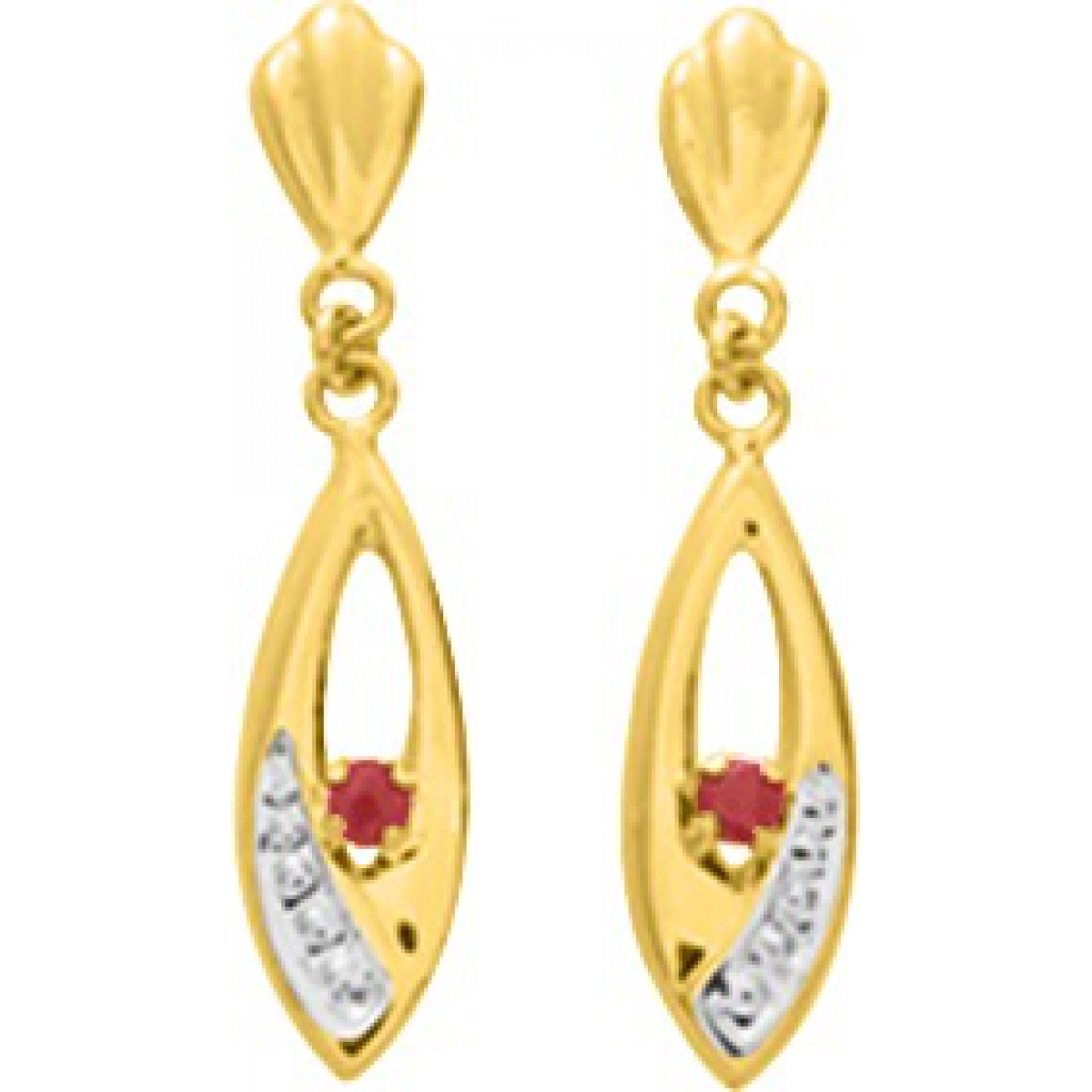 Earrings pair w. ruby 18K YG  Lua Blanca  8311R.0