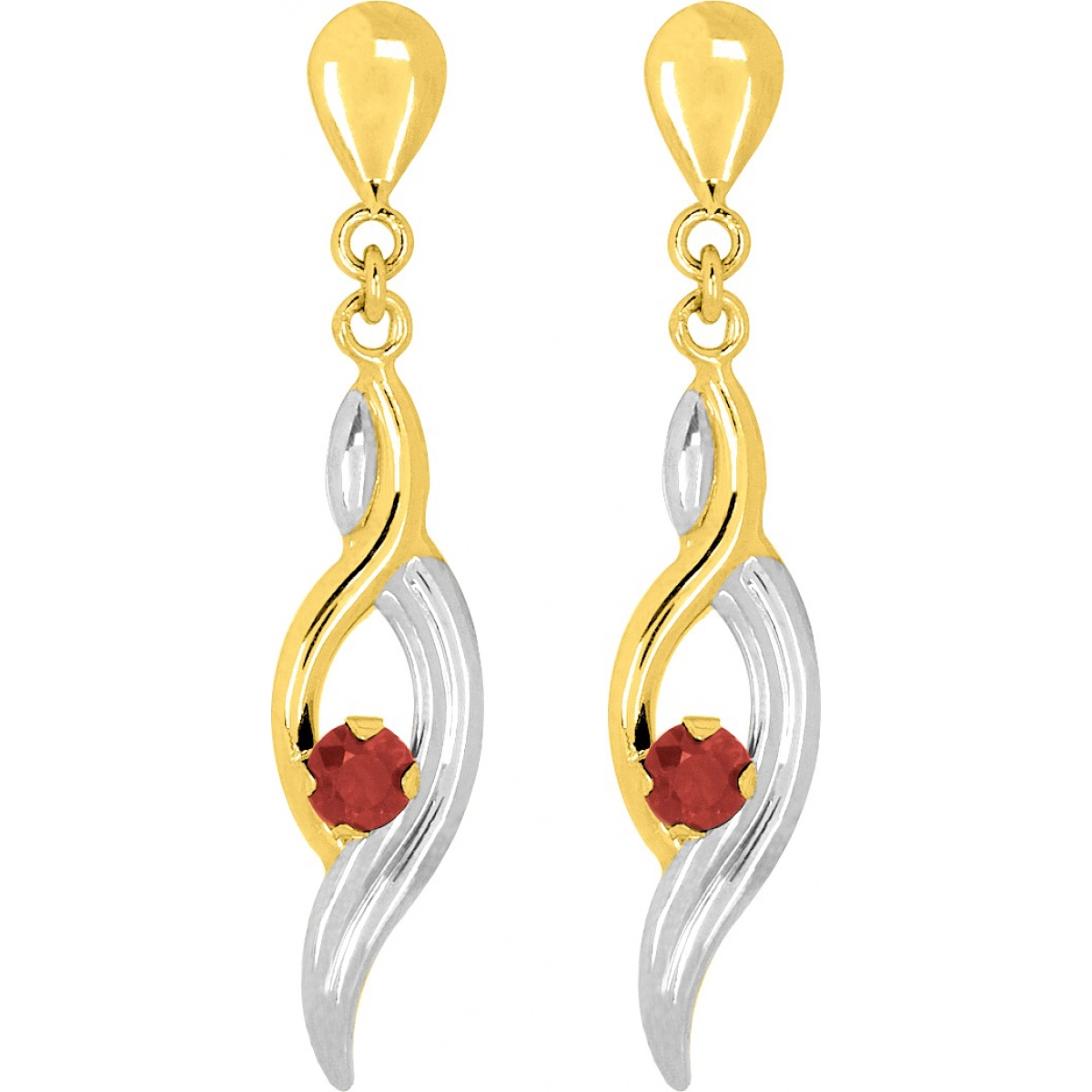 Earrings pair w. ruby 18K YG  Lua Blanca  8365R.0