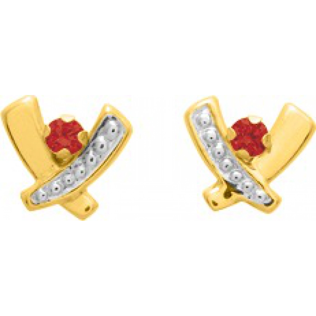 Earrings pair w. ruby 18K YG  Lua Blanca  8368R.0
