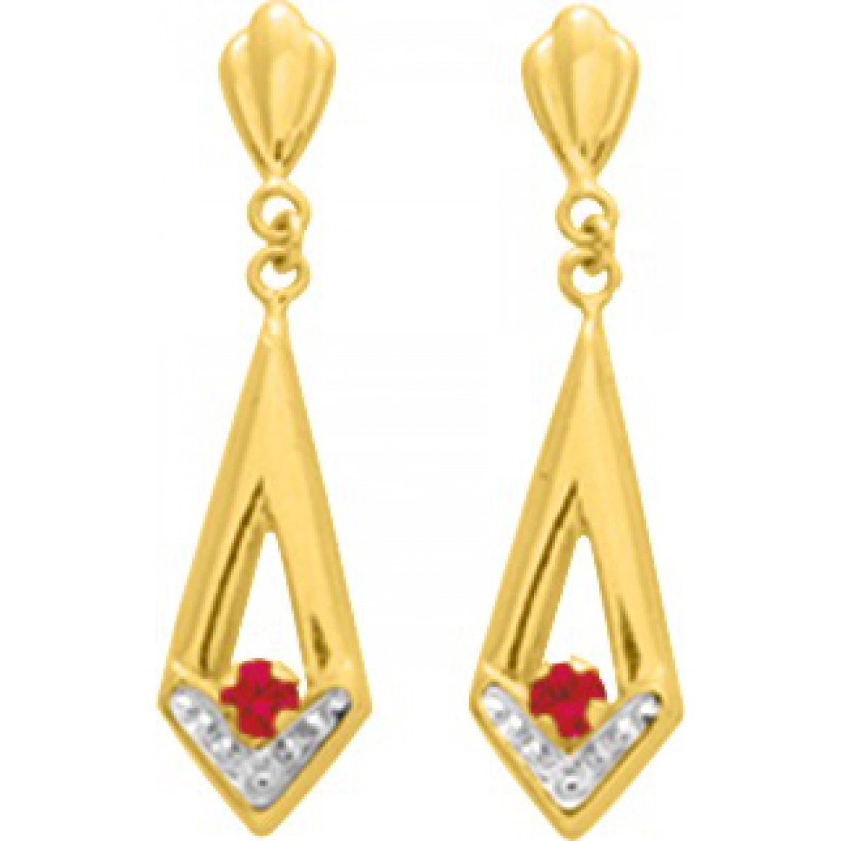 Earrings pair w. ruby 18K YG  Lua Blanca  8369R.0