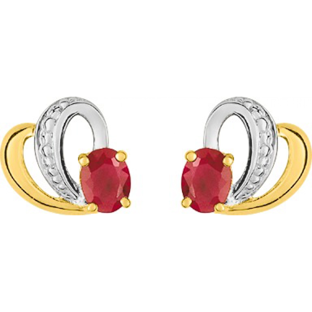 Earrings pair w. ruby 9K 2TG  Lua Blanca  2JF10BR.0