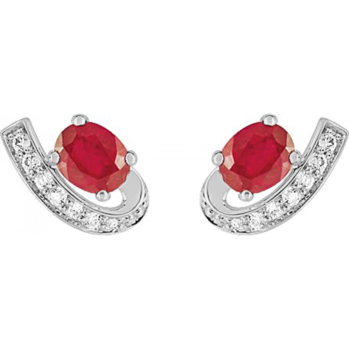 Earrings pair w. tr ruby and cz 9K WG  Lua Blanca  29PZ04GRT.0