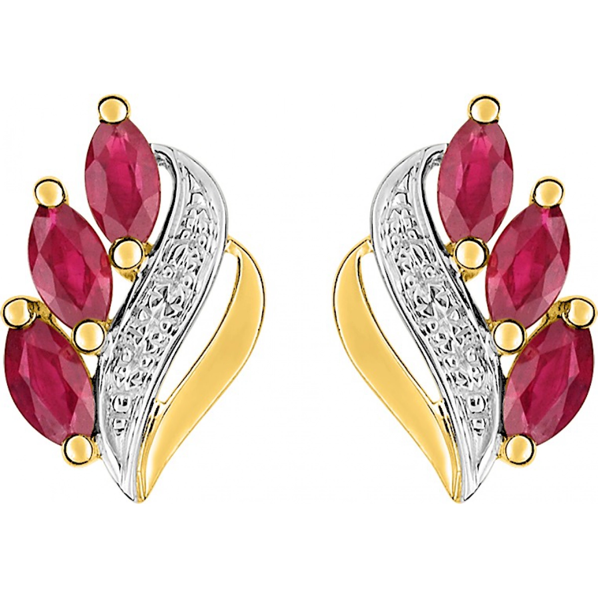 Earrings pair w. ruby and rhod 18K YG Lua Blanca  28PF12BR.0
