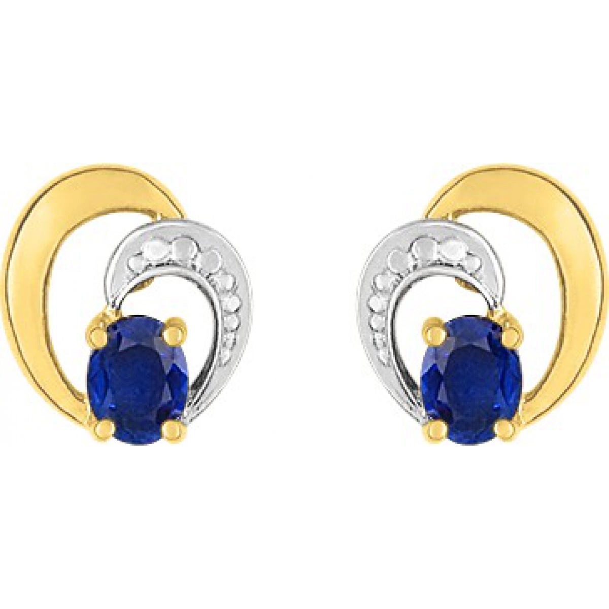 Earrings pair w. sapphire 18K 2TG  Lua Blanca  GI220BS.0
