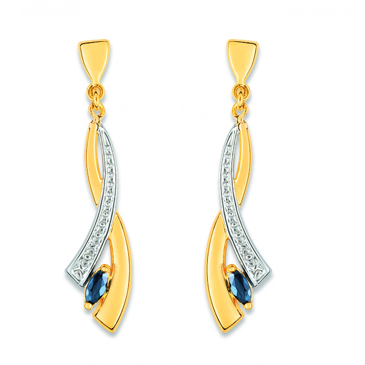 Earrings pair w. sapphire 18K 2TG  Lua Blanca  GL304BS.0