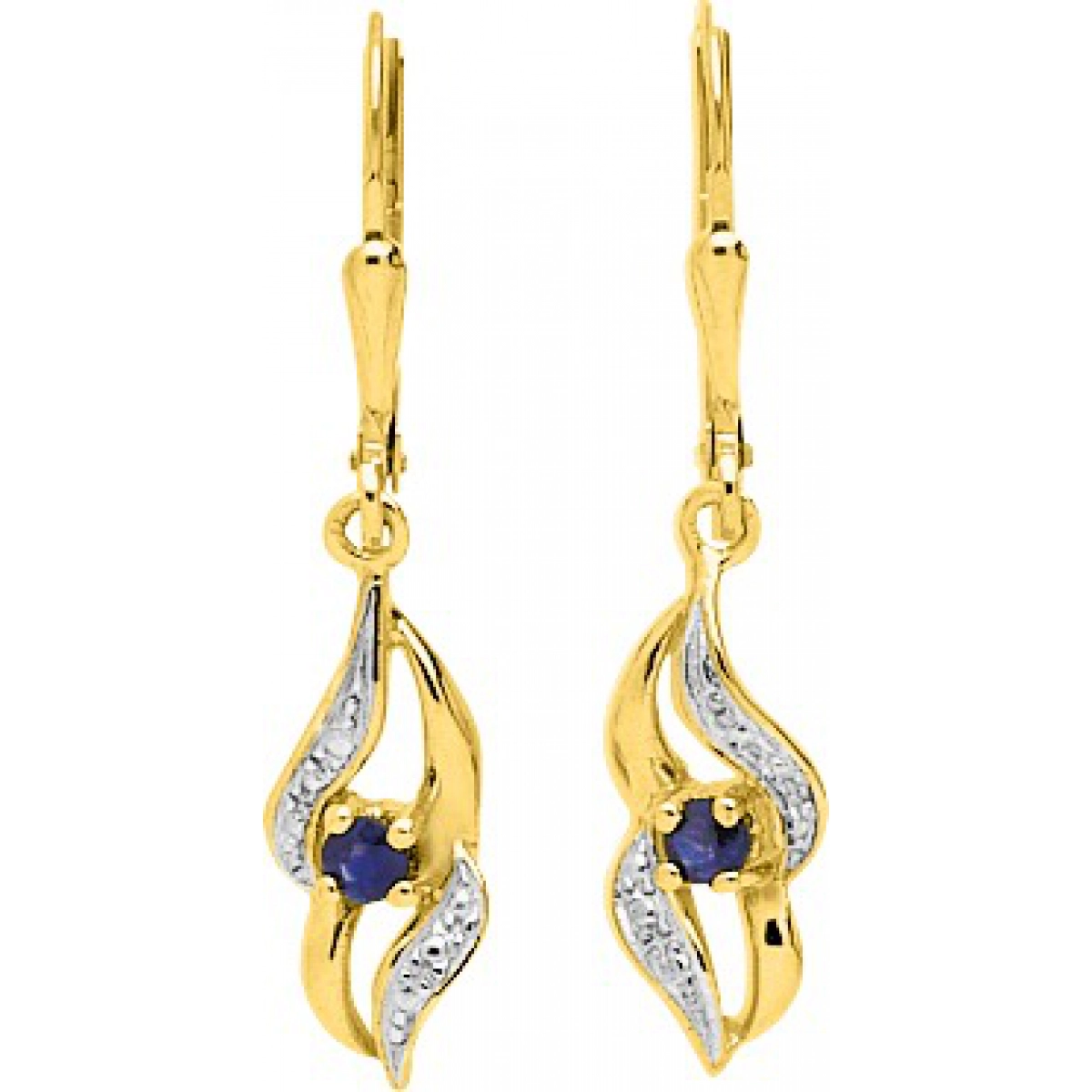 Earrings pair w. sapphire 18K YG  Lua Blanca  1874S.0