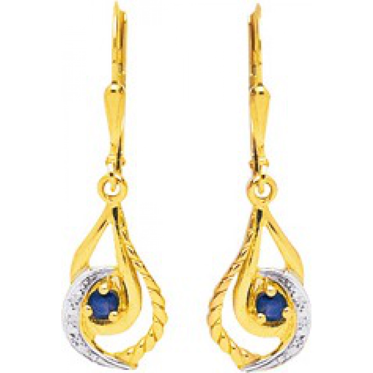 Earrings pair w. sapphire 18K YG  Lua Blanca  1879S.0