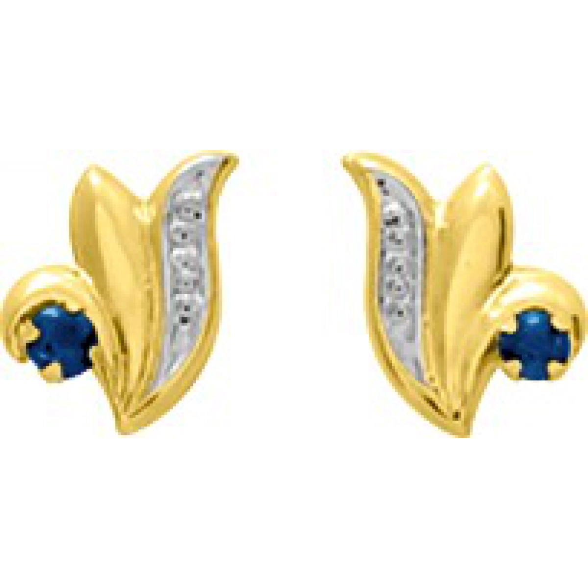 Earrings pair w. sapphire 18K YG  Lua Blanca  8304S.0