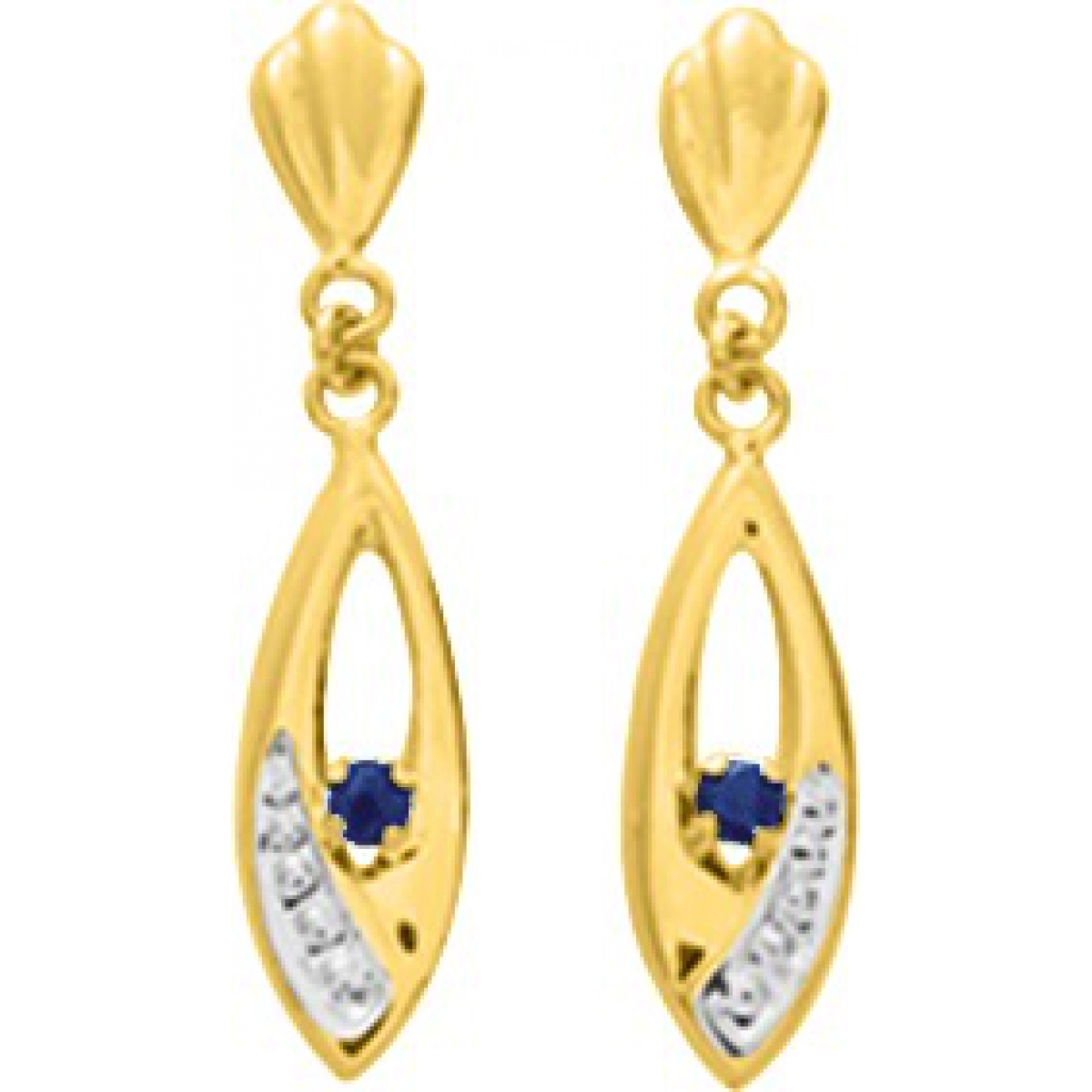 Earrings pair w. sapphire 18K YG  Lua Blanca  8311S.0