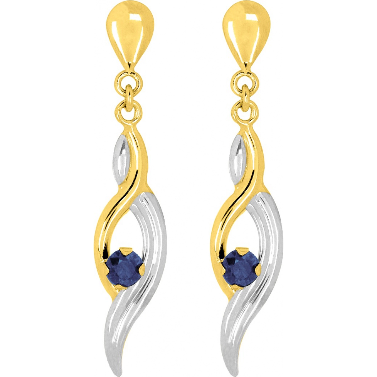 Earrings pair w. sapphire 18K YG  Lua Blanca  8365S.0