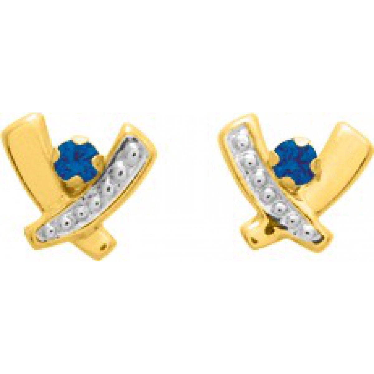 Earrings pair w. sapphire 18K YG  Lua Blanca  8368S.0