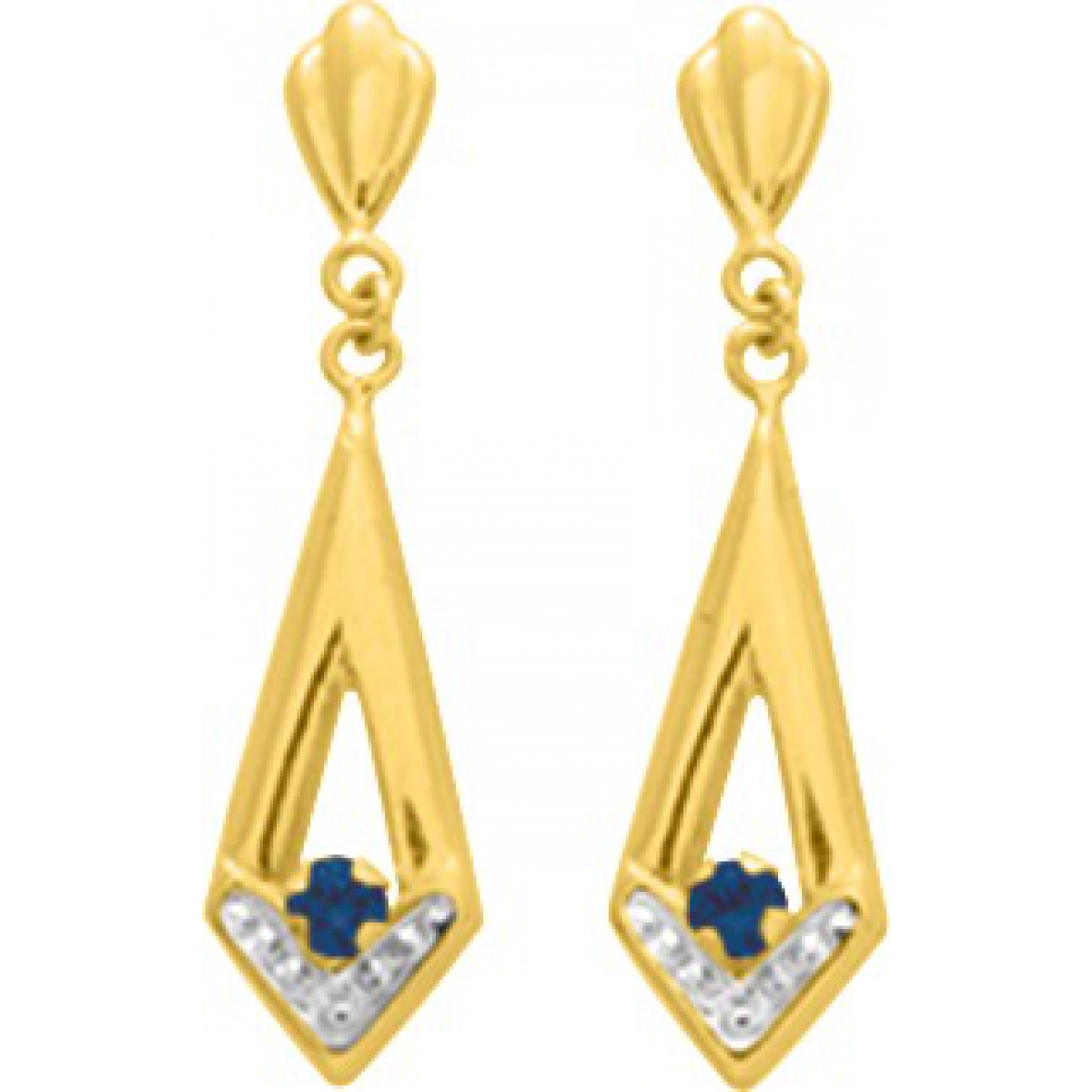 Earrings pair w. sapphire 18K YG  Lua Blanca  8369S.0
