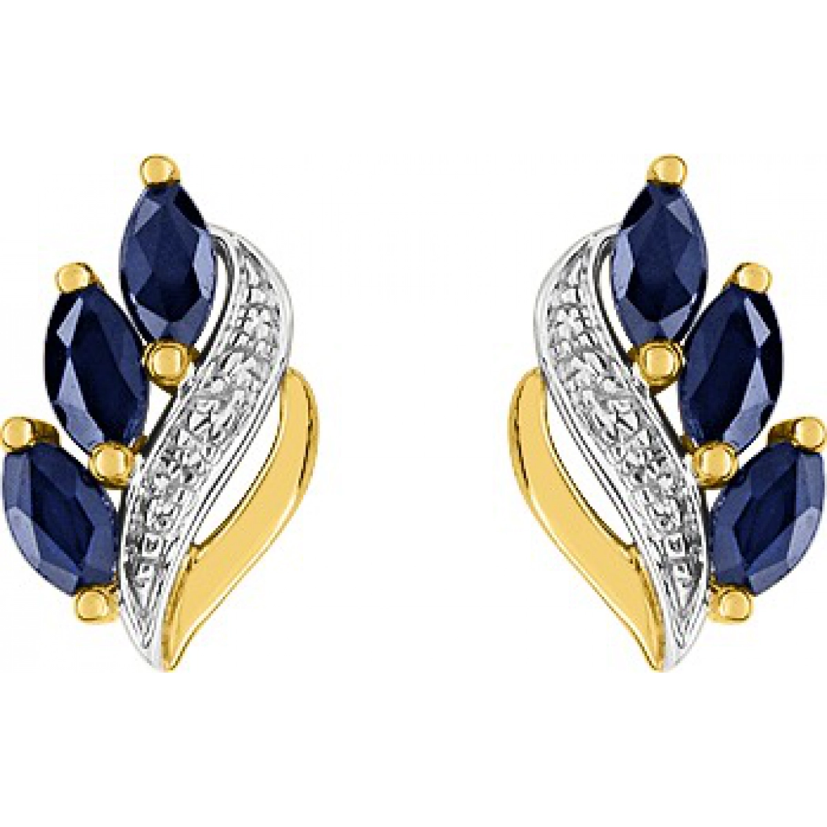 Earrings pair with sapphire 9K 2TG  Lua Blanca  29PF12BS.0