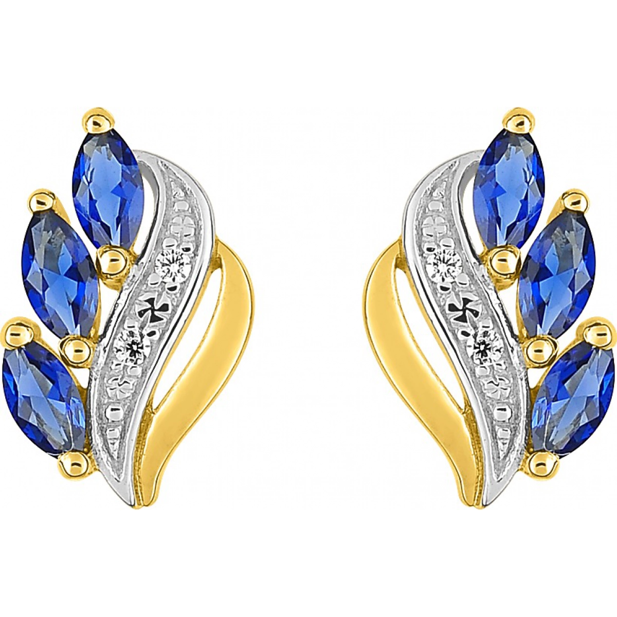 Earrings pair w. synth sapphire and rhod gold plated Brass  Lua Blanca  135633.2.0