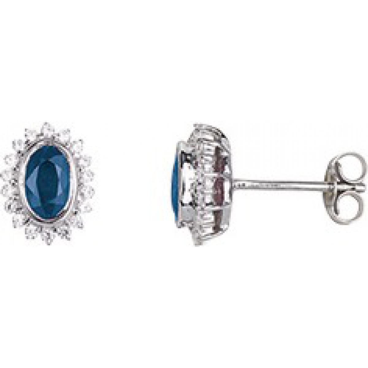 Earrings pair w. sapphire and cz rh18K WG  Lua Blanca  2.3063.S1.0