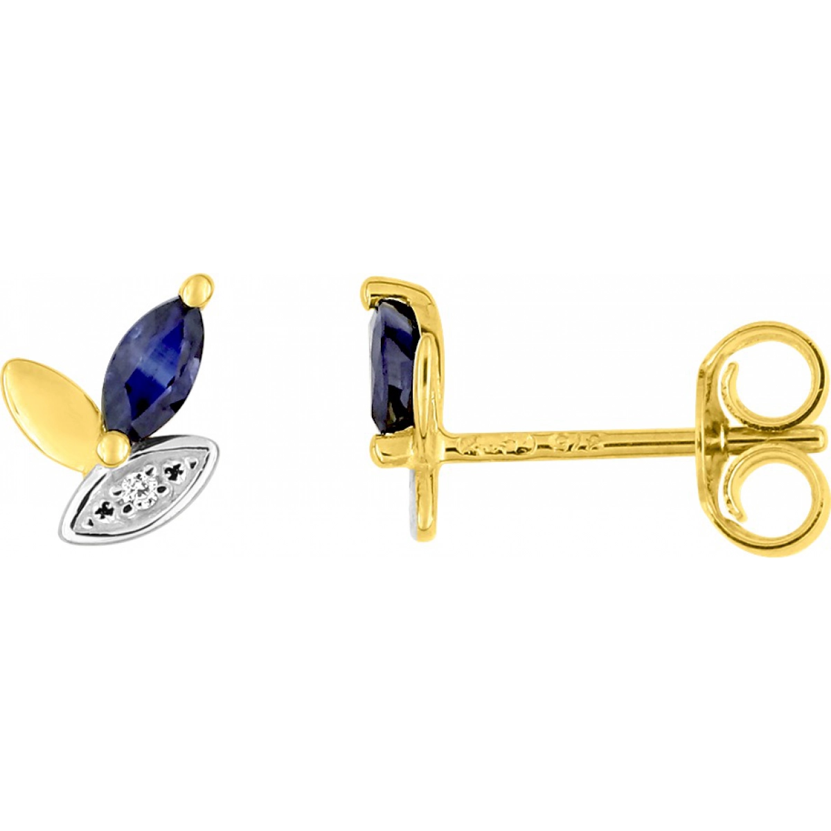 Earrings pair w. sapphire and cz rhod 18K YG  Lua Blanca  2.7143.S3.0