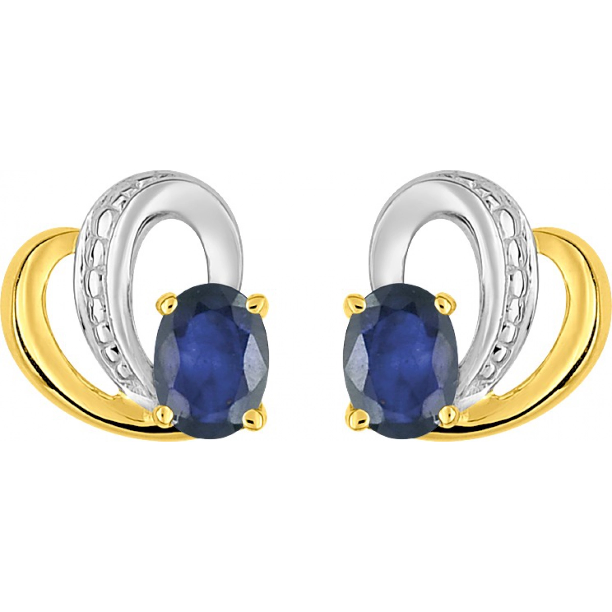 Earrings pair w. sapphire and rhod 18K YG Lua Blanca  8JF10BS.0