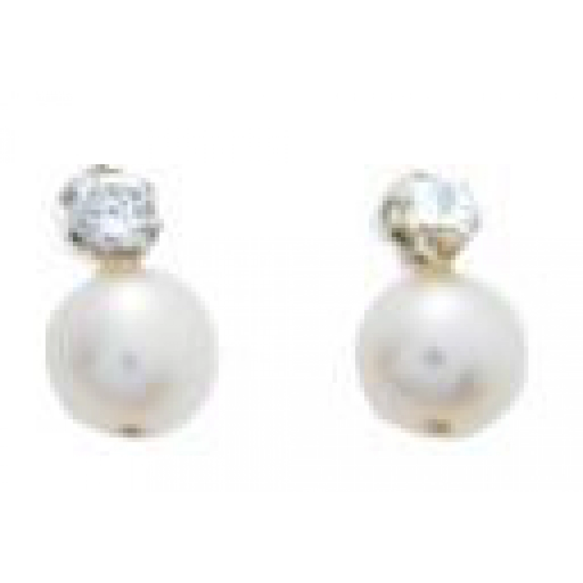 Earrings pair cultured fresh water pearl  cz 18KWG Lua Blanca  9289UFC 