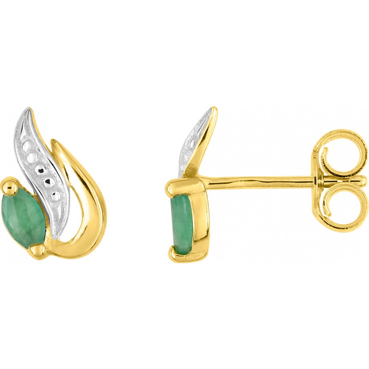 Earrings pair emerald & rhod 18K YG Lua Blanca  2.7111.E3.0