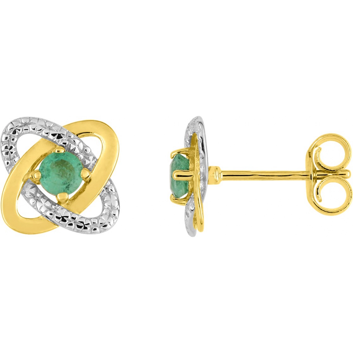 Earrings pair emerald & rhod 18K YG Lua Blanca  2.7133.E3.0