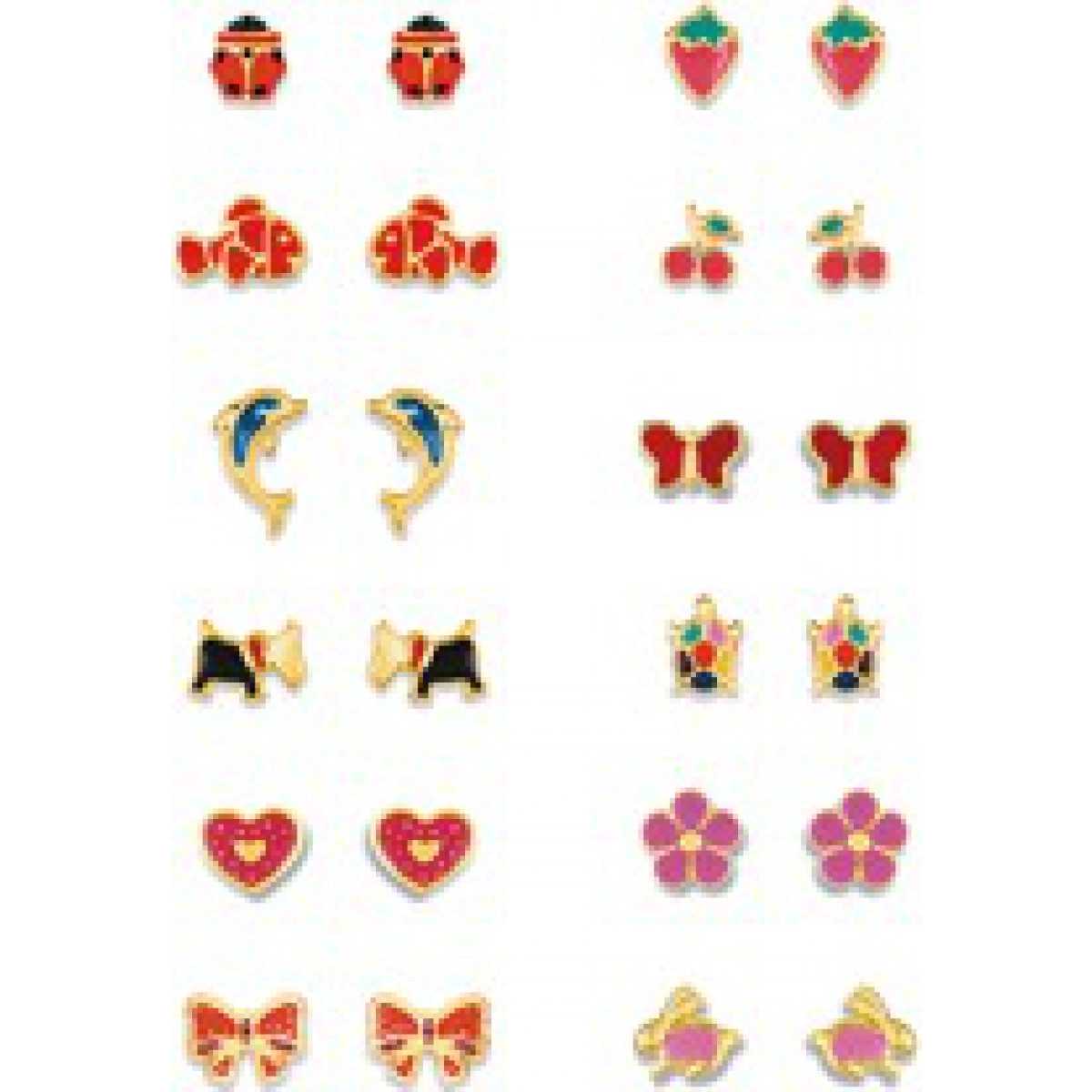 Earrings pair lacquered 12pairs set 9K YG  Lua Blanca  KLAQ9K13A.0