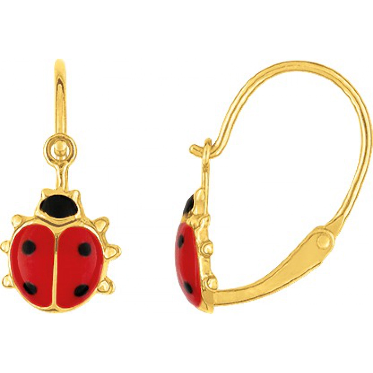 Earrings pair 'ladybird' red and black lacquered 18K YG  Lua Blanca  BM383JL.0