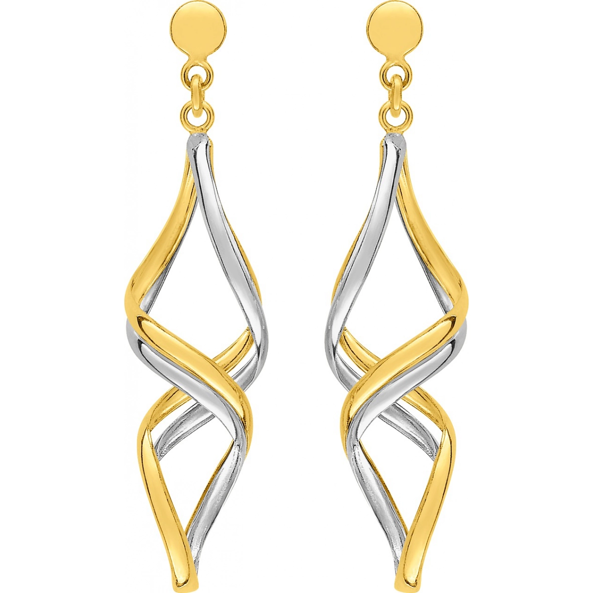 Earrings pair plain gold 9K 2TG Lua Blanca  39SA696B.0