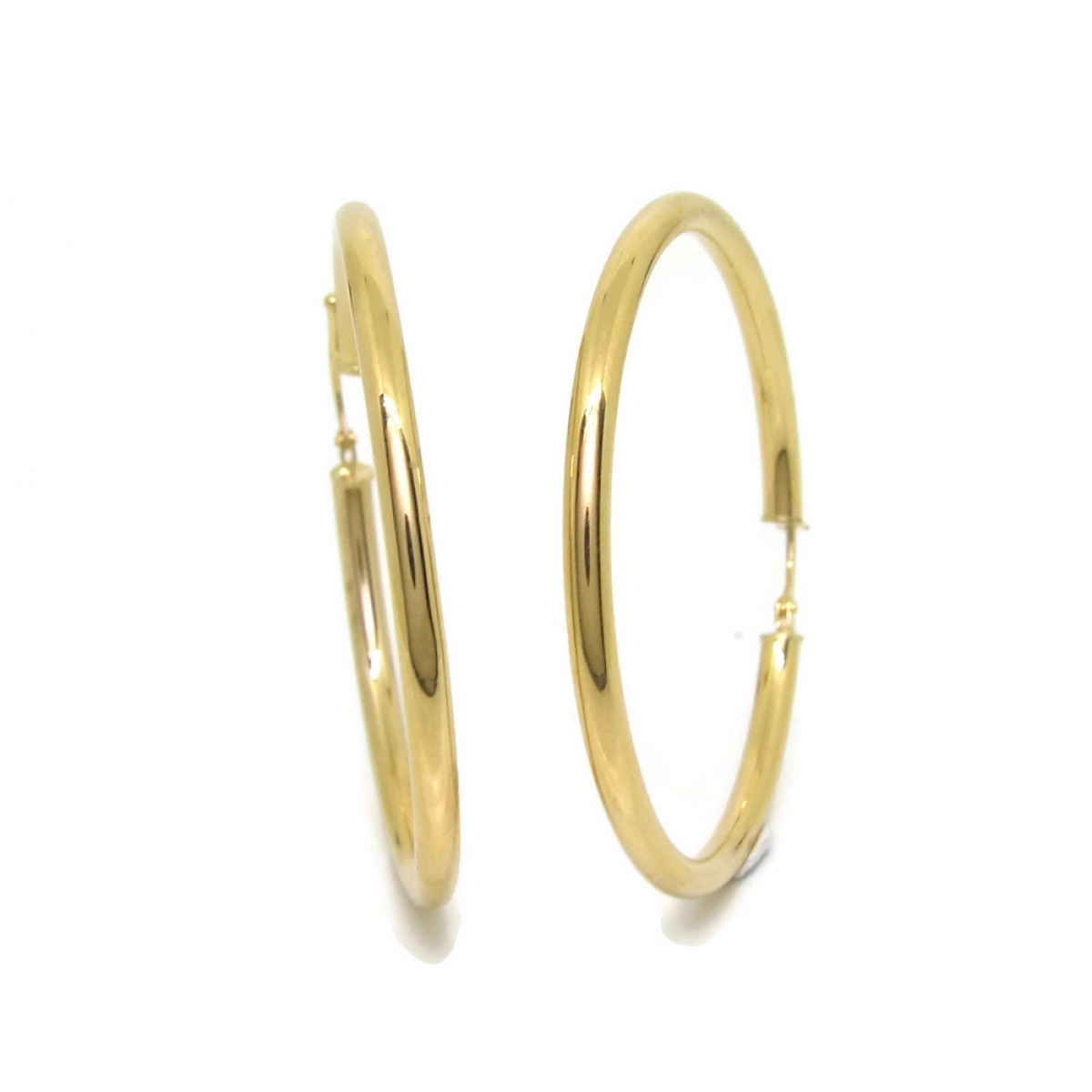 EARRINGS HOOP YELLOW GOLD 18KTES OF 3MM WIDE BY 4.5 CM DIAMETER OUTER NEVER SAY NEVER