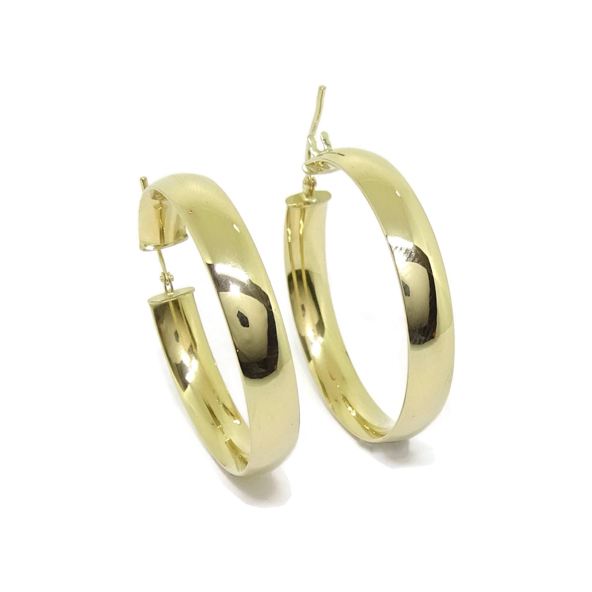 EARRINGS HOOPS LARGE 18K YELLOW GOLD 6MM WIDE AND 3.4 CM DI�METRO OUTSIDE. NEVER SAY NEVER