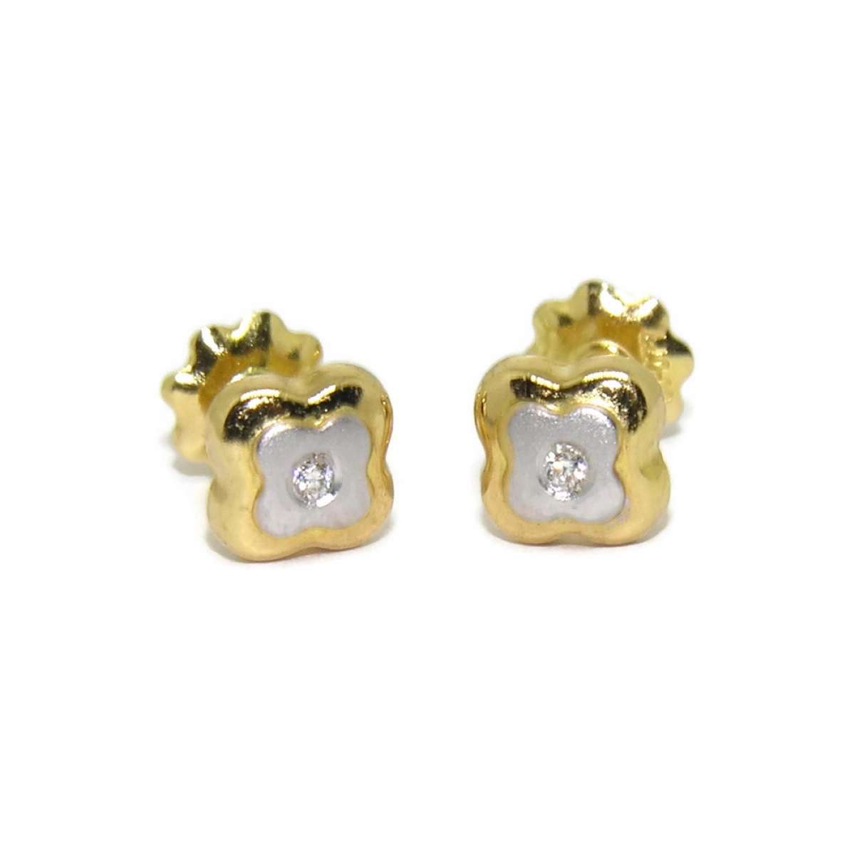 EARRINGS 0.04 CT OF DIAMONDS AND YELLOW GOLD AND WHITE GOLD 18KTES NEVER SAY NEVER