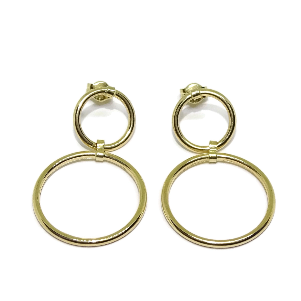 Double earrings yellow gold hoop 18k with close pressure Never say never
