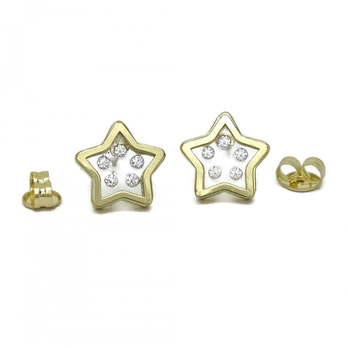 OUTSTANDING STAR OF 18K YELLOW GOLD WITH 10 ZIRCONS OF THE BEST QUALITY NEVER SAY NEVER