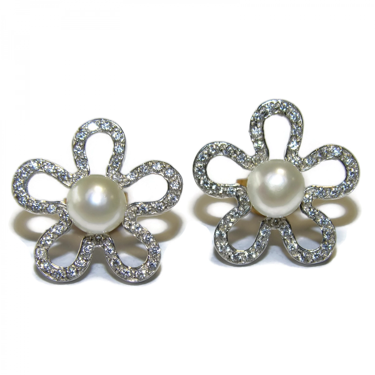 EARRING 'LETIZIA' WHITE GOLD 18KTES, PEARL CULITVADA OF 5MM AND ZIRCONS NEVER SAY NEVER